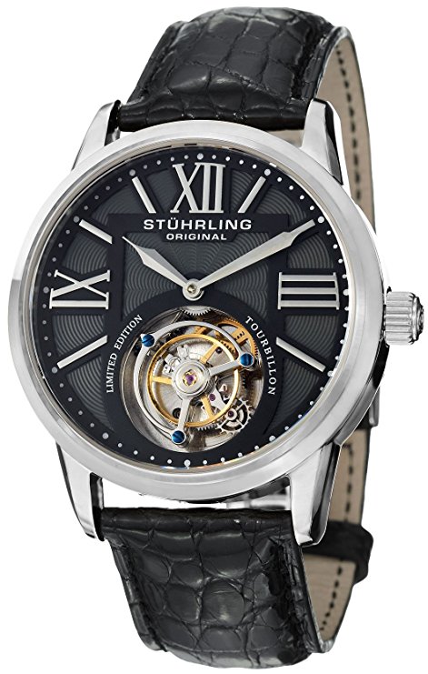Stuhrling Original Men's 537.331X1 Tourbillon Grand Imperium Limited Edition Mechanical Black Watch 